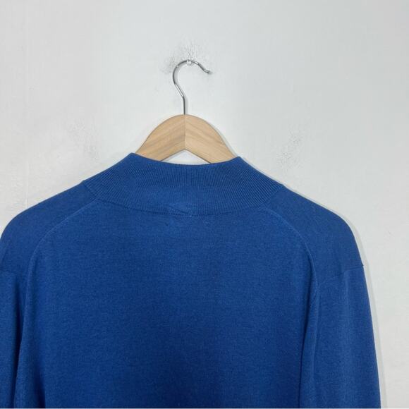 GLENSHIEL CASHMERE BLUE SILK CASHMERE BLEND QUARTER ZIP SWEATER SIZE LARGE - Picture 7 of 9